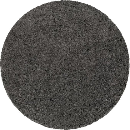 Unique Loom Solid Shag Collection Area Rug (10' 2" Round, Graphite Gray)