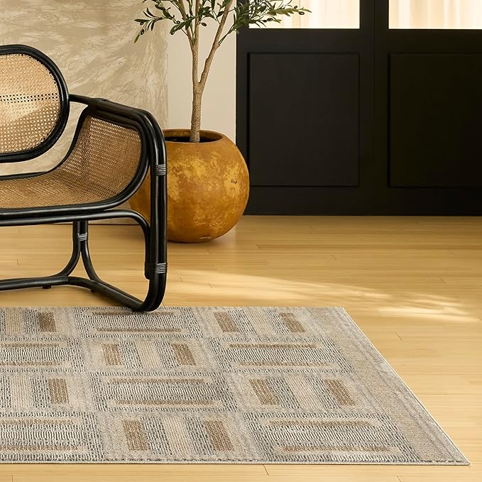 Nourison Home Nordic Grey Multicolor 5' x 7' Scandinavian Area Rug - Easy Clean, Non Shedding, Bed Room, Living Room, Dining Room, Kitchen (5' x 7')