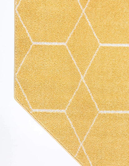 Unique Loom Trellis Frieze Collection Area Rug - Geometric (7' 10" Octagon, Yellow/ Ivory)