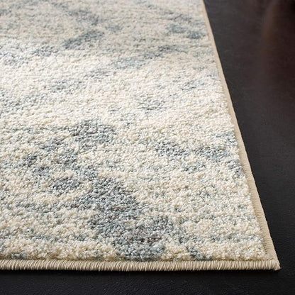 SAFAVIEH Adirondack Collection Area Rug - 10' Square, Ivory & Light Blue, Modern Diamond Distressed Design, Non-Shedding & Easy Care, Ideal for High Traffic Areas in Living Room, Bedroom (ADR131T)