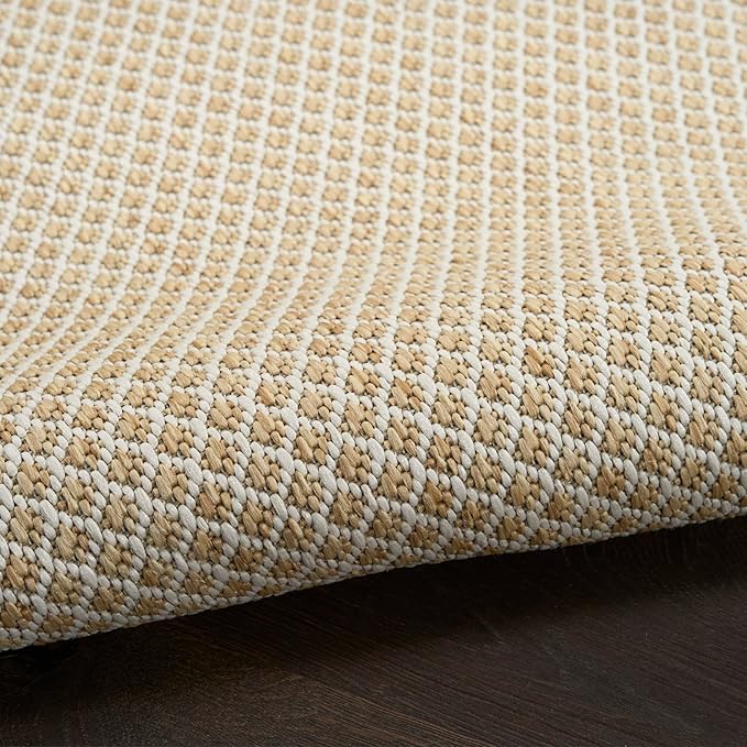 Nourison Home Courtyard Natural 6' x 9' Area Rug - Easy Clean, Non Shedding, Bed Room, Living Room, Dining Room, Kitchen (6' x 9')
