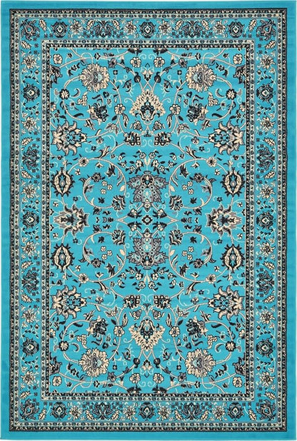 Unique Loom Sialk Hill Collection Area Rug - Washington (6' 1" x 9' Rectangle Turquoise/Black)