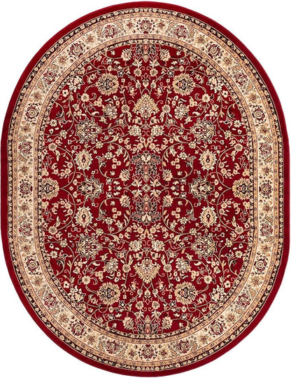 Unique Loom Sialk Hill Collection Area Rug - Washington (7' 11" x 10' Oval Burgundy/Cream)