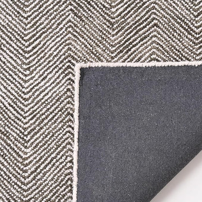Modern Herringbone Chevron Collection Handcrafted Wool Area Rug - Durable, Zigzag Pattern, for High Traffic, Contemporary Design for Living Room, Bedroom, Dining Room Decor (Dark Olive, 9' round)