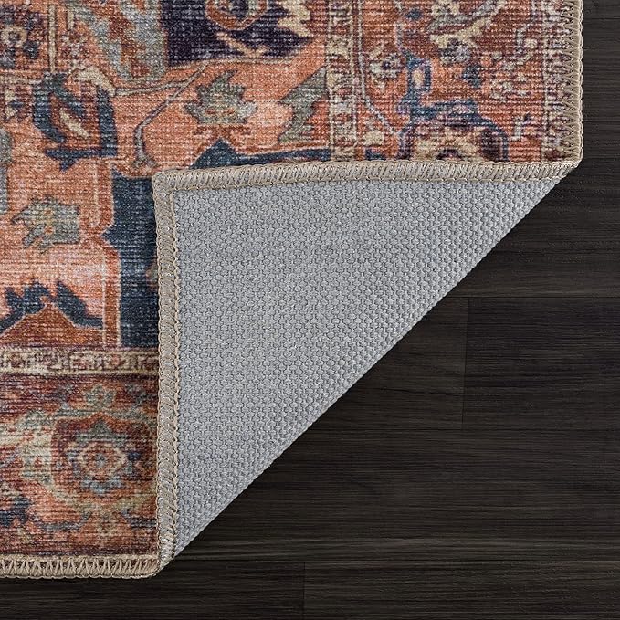 Bloom Rugs Washable Non-Slip 10x14 Rug - Beige/Terracotta Traditional Oriental Area Rug for Living Room, Bedroom, Dining Room, and Kitchen - Exact Size: 10' x 14'