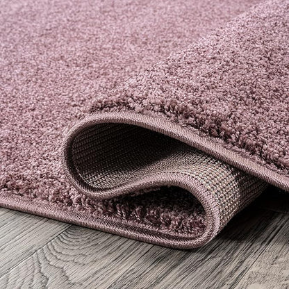 JONATHAN Y Haze Solid Low-Pile Light Purple 8' Round Indoor Area Rug, Coastal,Bohemian,Minimalist,Classic, Easy-Cleaning for Living Room,Bedroom,Kitchen,Pet Friendly,Non-Shedding (SEU100R-8R)