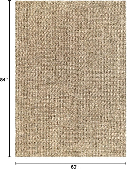 Easy Jute Rugs 5x7 Natural Color Living Room Indoor Outdoor Area Rug for Farmhouse Patio and Kitchen Rug High Traffic Washable Easy to Clean Solid Boho Woven Design Outside Carpet (5 x 7)