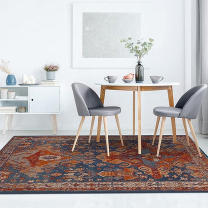 LUXE WEAVERS Moroccan Floral Blue 8x10 Area Rug for Living Room