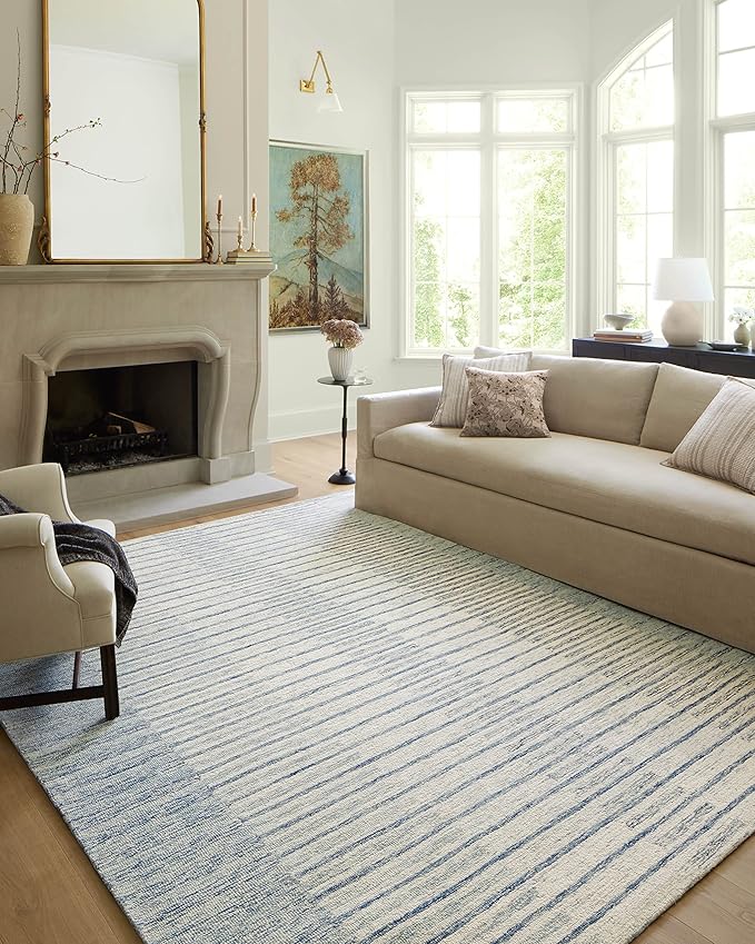 Loloi Chris Loves Julia Chris Collection CHR-01 Ivory/Denim 8'-6'' x 11'-6'', .50" Pile Height, Area Rug
