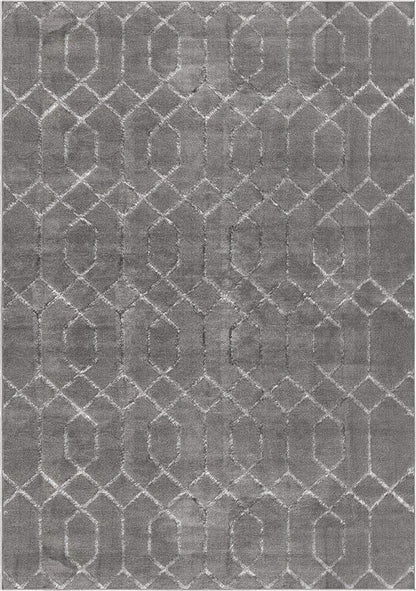 Marilyn Monroe Glam Collection Area Rug - Trellis (7'x 10' Rectangle, Gray Silver/ Silver)
