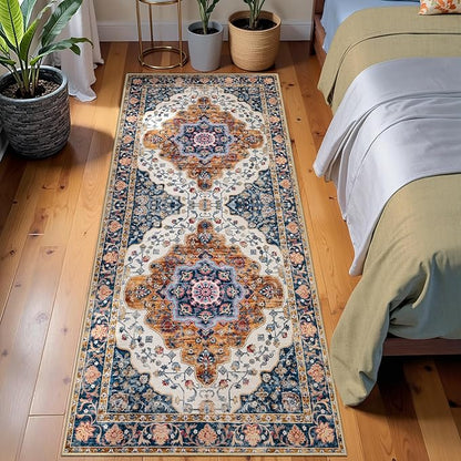 Ciicool Washable Non Slip Runner Rug, 2x6ft Hallway Rug Vintage Kitchen Rugs Carpet for Entrance Bedroom Laundry Bathroom Decor