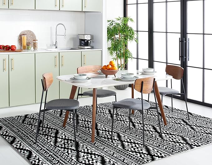 SAFAVIEH Area Rug 12x15 - Tulum Collection - Large - Black & Ivory, Moroccan Boho Tribal Design, Non-Shedding & Easy to Clean, Ideal for Living Room, Bedroom, Dining Space (TUL272Z)