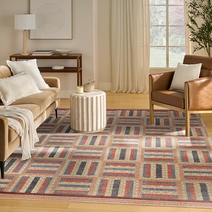 Nourison Home Nordic Multicolor 8' x 10' Area Rug - Easy Clean, Non Shedding, Bed Room, Living Room, Dining Room, Kitchen (8' x 10')