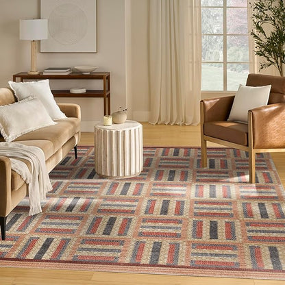 Nourison Home Nordic Multicolor 8' x 10' Area Rug - Easy Clean, Non Shedding, Bed Room, Living Room, Dining Room, Kitchen (8' x 10')
