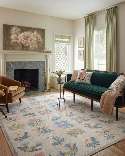 Loloi Rifle Paper Co. Rosa Collection RSA-03 Cream 7'-6" x 9'-6" Area Rug