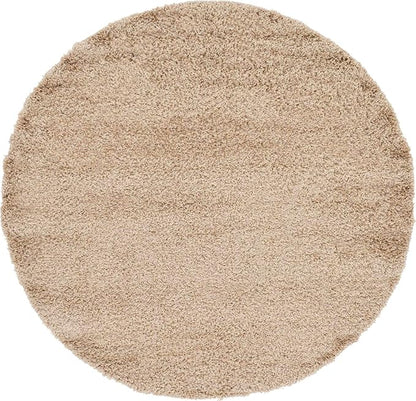 Unique Loom Solid Shag Collection Area Rug (6' 1" Round, Taupe)
