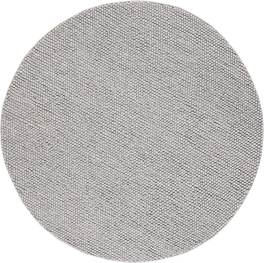 SAFAVIEH Natura Collection Area Rug - 10' Round, Silver, Handmade Wool Blend, Textured Design, Ideal for Living Room, Bedroom, Dining Space (NAT620C)