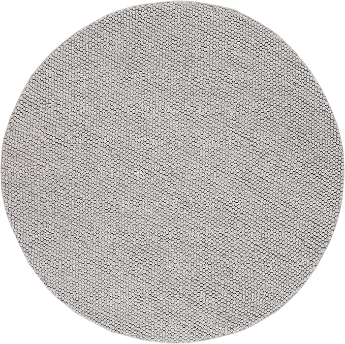 SAFAVIEH Natura Collection Area Rug - 8' Round, Silver, Handmade Wool Blend, Textured Design, Ideal for Living Room, Bedroom, Dining Space (NAT620C)