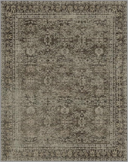 5x7 Area Rug Machine Washable Boho Rug for Living Room,Ultra-Thin Low Pile Carpet,Lightweight Indoor Printed Rug,Non Slip Floral Area Rug for Bedroom, Dining Room, Home Office,Vintage Sage Green