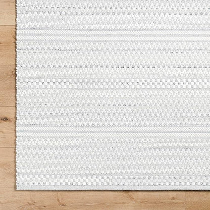 Mark&Day Wool Rugs, 6x9 Precious Solid and Border Cream/Charcoal Area Rug, Cream Grey Carpet for Living Room, Bedroom or Kitchen (6' x 9')