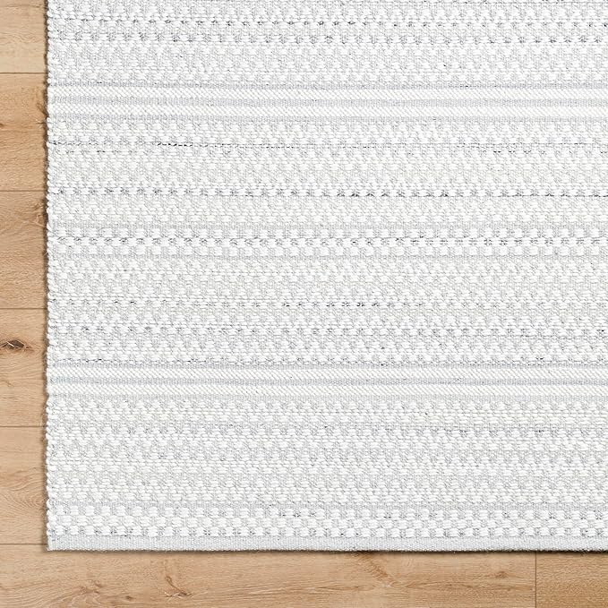 Mark&Day Wool Rugs, 2x3 Precious Solid and Border Cream/Charcoal Area Rug, Cream Grey Carpet for Living Room, Bedroom or Kitchen (2' x 3')