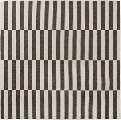 Unique Loom Outdoor Striped Collection Area Rug - Striped (13' Square, Charcoal/Ivory)