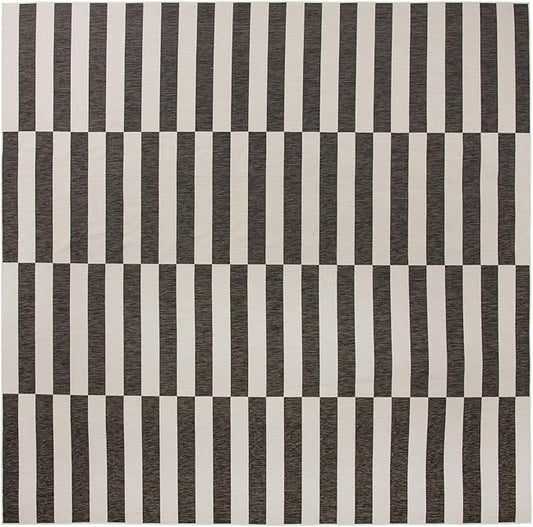 Unique Loom Outdoor Striped Collection Area Rug - Striped (13' Square, Charcoal/Ivory)
