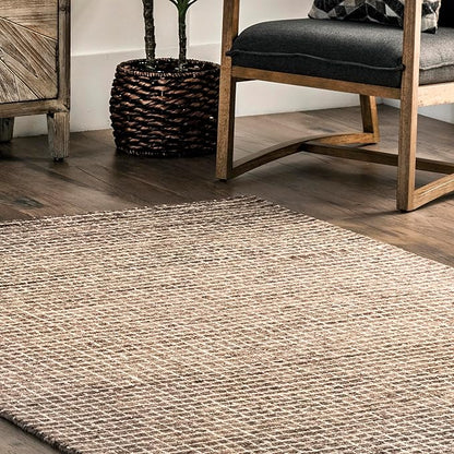 Rugs USA Melrose Handmade, Brown/Ivory, 2' 6" x 6', Wool & Cotton, Soft and Cozy, High Traffic, Stain Resistant, Easy Clean, Durable Runner for Bedroom, Living Room, Dining Space, Den, Foyer, Entryway