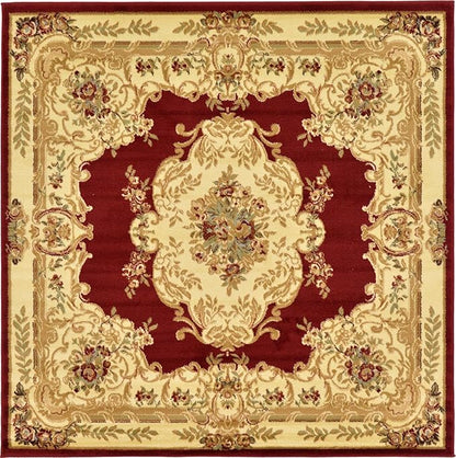 Rugs.com Chateau Collection Rug – 6 Ft Square Light Blue Medium Rug Perfect for Living Rooms, Kitchens, Entryways