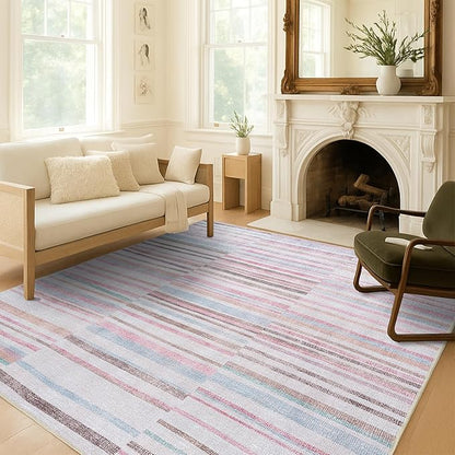 Fame Living Washable Area Rug. Modern Farmhouse. Vintage. Turkish. Bohemian. Distressed. Oriental. Traditional. Rugs for Living Room. Dining. Bedroom. Office. Entryway. Foyer. (865MM, 7'5" x 9'8")