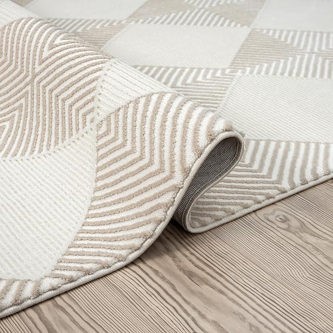 Abani Cream Area Rug for Living Room, Bedroom - Diamond Pattern - 5 x 8 - Durable & Easy to Clean
