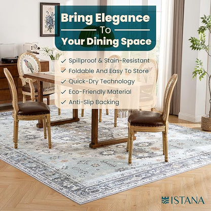 Istana 9x12 Area Rug - Blue 9 x 12 Area Rugs for Living Room - Foldable 9x12 Rugs for Bedroom - Stain Resistant Washable Rug - Eco-Friendly Area Rugs Living Room