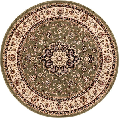 Well Woven Barclay Collection Medallion Kashan Green 8 ft Round Rug - for Living Room, Bedroom, and Dining Room