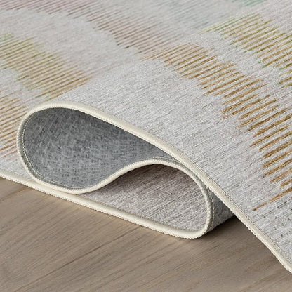 Dash & Albert Zarek Multi Machine Washable Rug, 9.5 X 13.5 Feet, Multicolored/White Chevron Pattern