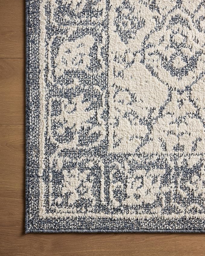 Loloi Magnolia Home by Joanna Gaines Gigi Collection GIG-02 Ivory/Blue 6'-7" x 9'-2" Area Rug