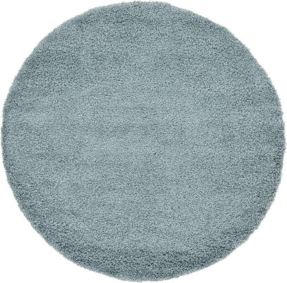 Unique Loom Solid Shag Collection Area Rug (6' 1" Round, Light Slate Blue)