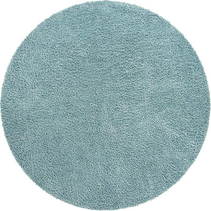 Unique Loom Davos Shag Collection Area Rug - Solid (10' Round, Aqua)