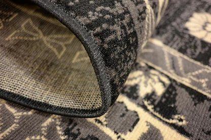 Unique Loom Taftan Collection Border Geometric Tribal Inspired Design Area Rug (8' 0 x 10' 0 Rectangular, Black/ Gray)