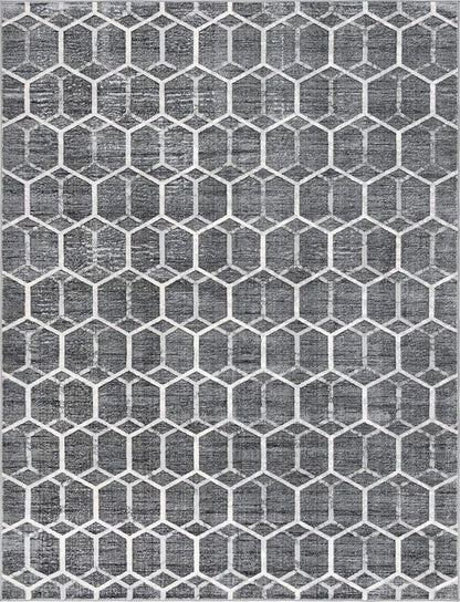 Rugs.com Lattice Trellis Collection Rug – 9' x 12' Gray Low-Pile Rug Perfect for Living Rooms, Large Dining Rooms, Open Floorplans