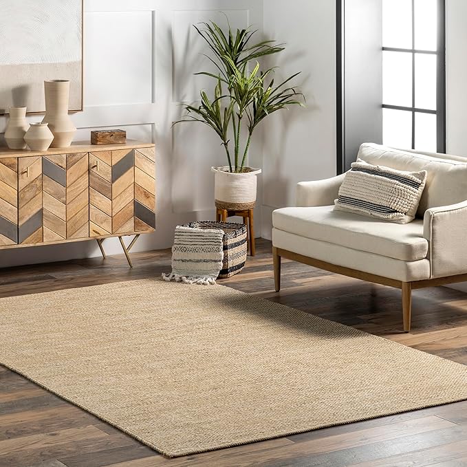 nuLOOM Alessi Solid Farmhouse Cotton Area Rug, 3x5, Beige