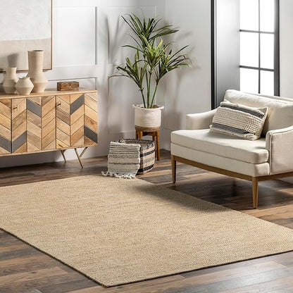 nuLOOM Alessi Solid Farmhouse Cotton Area Rug, 8x10, Beige