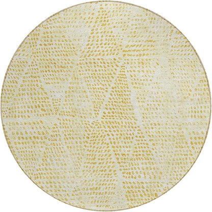Addison Rugs Chantille ACN591 Wheat 8' x 8' Indoor Outdoor Round Rug, Easy Clean, Machine Washable, Non Shedding, Bedroom, Living Room, Dining Room, Kitchen, Patio Rug