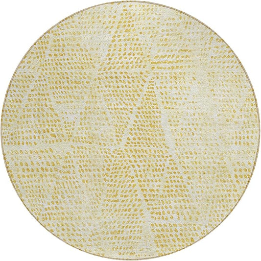 Addison Rugs Chantille ACN591 Wheat 8' x 8' Indoor Outdoor Round Rug, Easy Clean, Machine Washable, Non Shedding, Bedroom, Living Room, Dining Room, Kitchen, Patio Rug