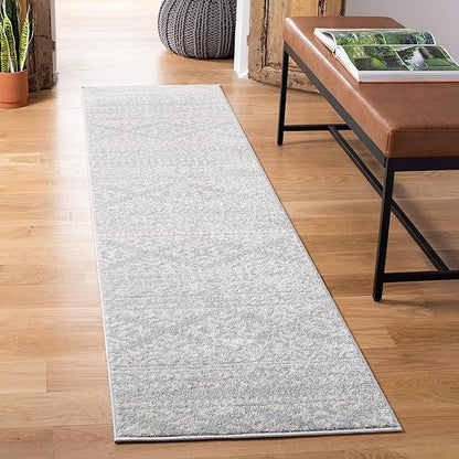 SAFAVIEH Tulum Collection Runner Rug - 2' x 13', Light Grey & Ivory, Moroccan Boho Tribal Design, Non-Shedding & Easy to Clean, Ideal for Living Room, Hallway, Foyer, Bedroom (TUL272F)
