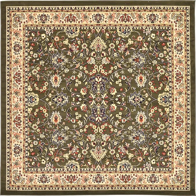 Unique Loom Sialk Hill Collection Area Rug - Washington (7' 10" Square Green/Hunter Green)