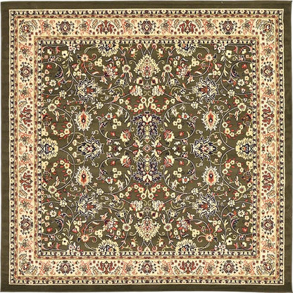 Unique Loom Sialk Hill Collection Area Rug - Washington (7' 10" Square Green/Hunter Green)