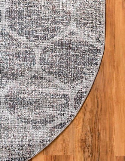 Rugs.com Lattice Frieze Collection Rug – 7' x 10' Oval Blue Multi Medium Rug Perfect for Living Rooms, Large Dining Rooms, Open Floorplans