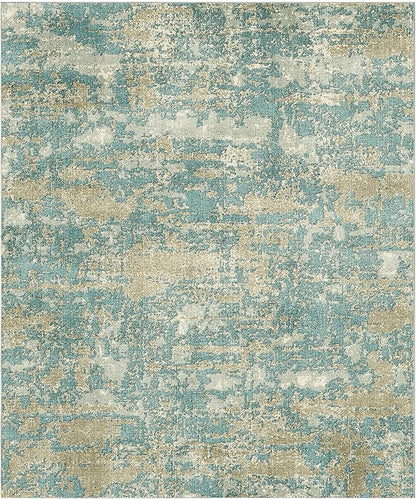 WITSHOCK Living Room Area Rugs 10x12：Modern Abstract Machine Washable Large Rug for Bedroom Dining Room Non-Slip Stain Resistant Home Office Decor,Teal Brown