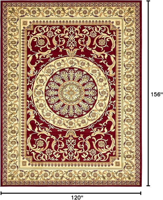 Unique Loom Versailles Collection Traditional Classic Medallion Floral Motif Area Rug (10' 0 x 13' 0 Rectangular, Burgundy/ Ivory)