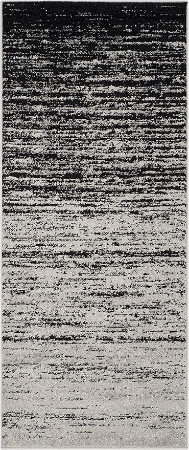 SAFAVIEH Adirondack Collection Runner Rug - 2'6" x 16', Silver & Black, Modern Ombre Design, Non Shedding & Easy to Clean, Ideal for Hallway, Foyer, Kitchen, Entryway, Bedroom (ADR113A)